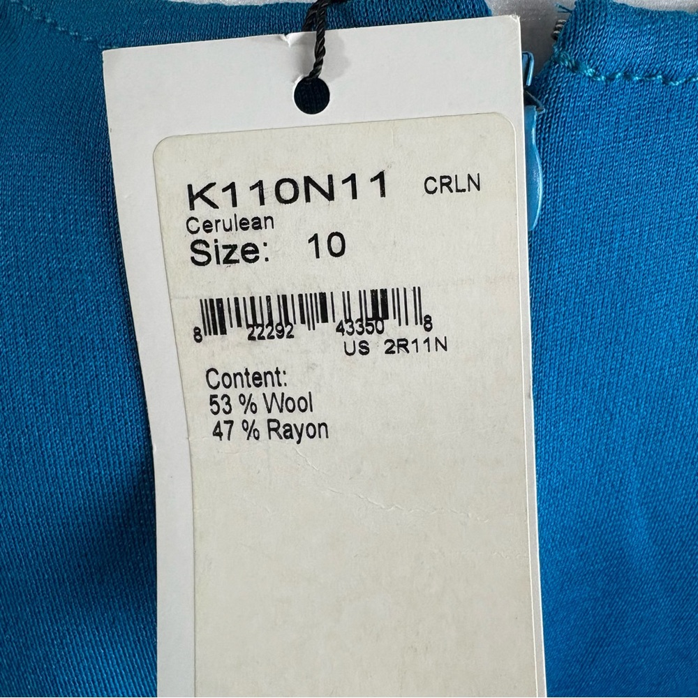NEW St. John Wool Blue Puff Sleeve Sheath Dress - Picture 10 of 10
